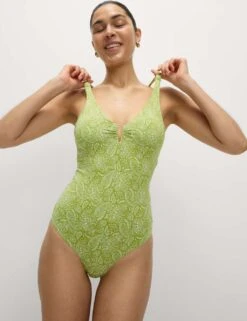 360 Tummy Control Printed Cut Out Neck Swimsuit 34 360 Tummy Control Printed Cut Out Neck Swimsuit -M&S tummy control printed padded swimsuit 5