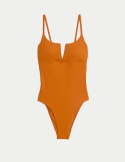 360 Tummy Control Ribbed V-Front Swimsuit 33 360 Tummy Control Ribbed V-Front Swimsuit -M&S tummy control ribbed padded v neck swimsuit 5