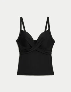 Tummy Control Wired Plunge Tankini Top D-F -M&S tummy control wired plunge tankini top 1