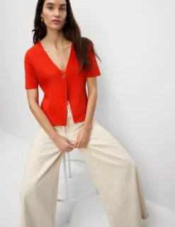 V-Neck Button Front Relaxed Cardigan -M&S v neck button front relaxed cardigan 11