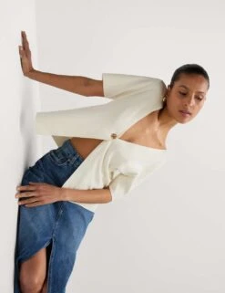 V-Neck Button Front Relaxed Cardigan -M&S v neck button front relaxed cardigan 16