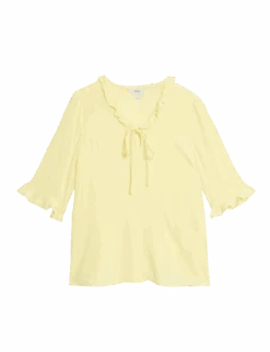 V-Neck Frill Detail Blouse -M&S v neck frill detail blouse