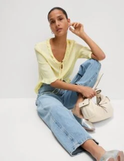 V-Neck Frill Detail Blouse -M&S v neck frill detail blouse 4