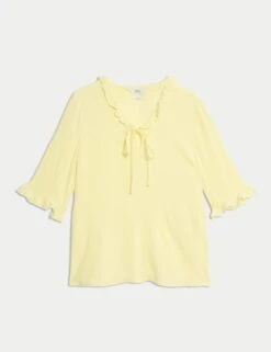 V-Neck Frill Detail Blouse -M&S v neck frill detail blouse 5