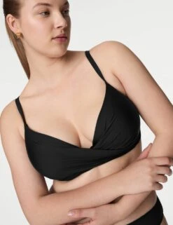Wired Padded Plunge Bikini Top -M&S wired padded plunge bikini top 1