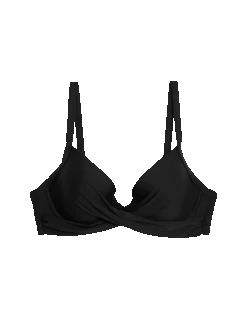 Wired Padded Plunge Bikini Top D-G -M&S wired padded plunge bikini top