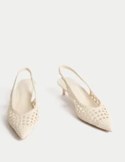 Woven Kitten Heel Slingback Shoes -M&S woven kitten heel slingback shoes 11