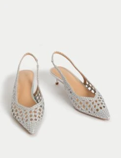 Woven Kitten Heel Slingback Shoes -M&S woven kitten heel slingback shoes 14