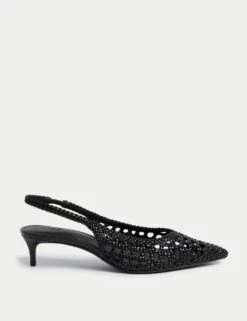Woven Kitten Heel Slingback Shoes -M&S woven kitten heel slingback shoes 6