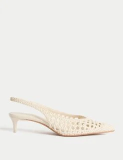 Woven Kitten Heel Slingback Shoes -M&S woven kitten heel slingback shoes 9